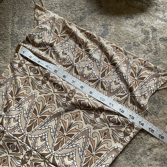 Y2K Vintage Baroque Tile Print Cowl Neck MIDI Slip Dress - Picture 7 of 10